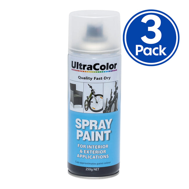 ULTRACOLOR Spray Paint Fast Drying Interior Exterior 250g Gloss Clear x 3 Cans