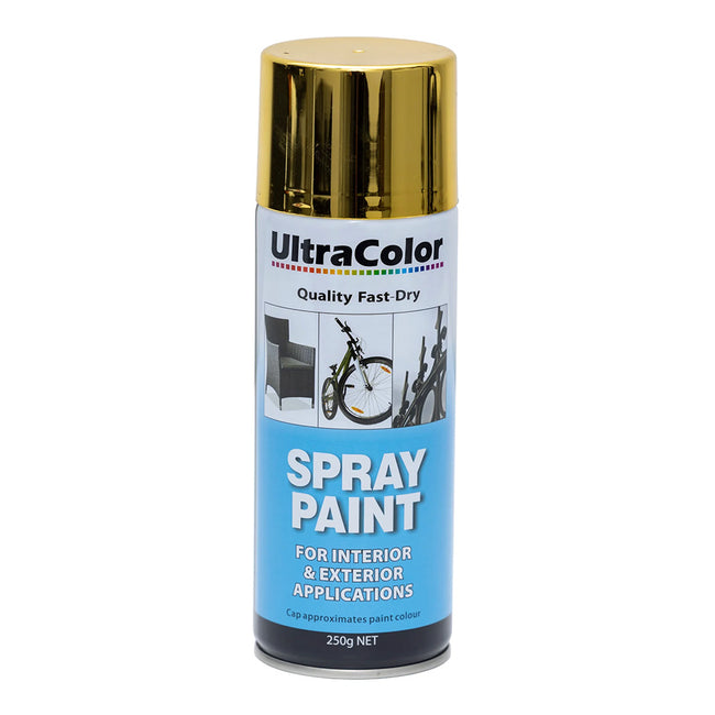 ULTRACOLOR Spray Paint Fast Drying Interior Exterior 250g Gold Cans