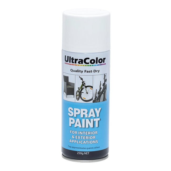 ULTRACOLOR Spray Paint Fast Drying Interior Exterior 250g Gloss White Cans