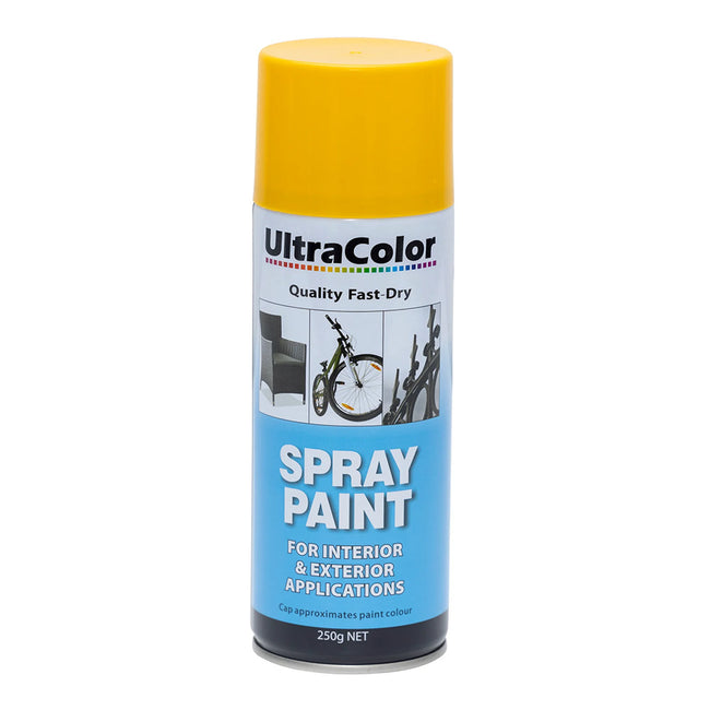 ULTRACOLOR Spray Paint Fast Drying Interior Exterior 250g Golden Yellow Cans