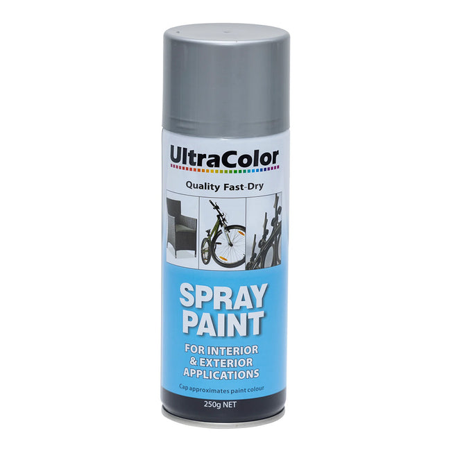 ULTRACOLOR Spray Paint Fast Drying Interior Exterior 250g Silver Cans