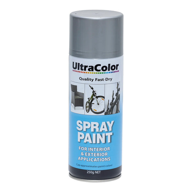 ULTRACOLOR Spray Paint Fast Drying Interior Exterior 250g Hammertone Silver