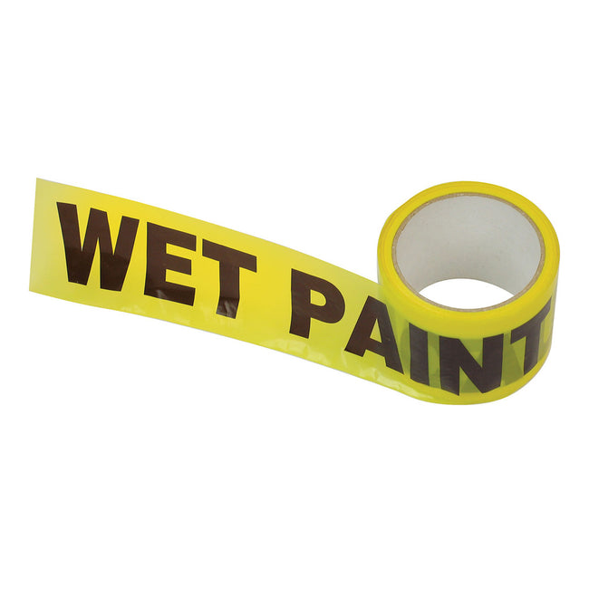 UNI-PRO WET PAINT Banner Tape 75mm x 50m Yellow Hazard Warning Safety