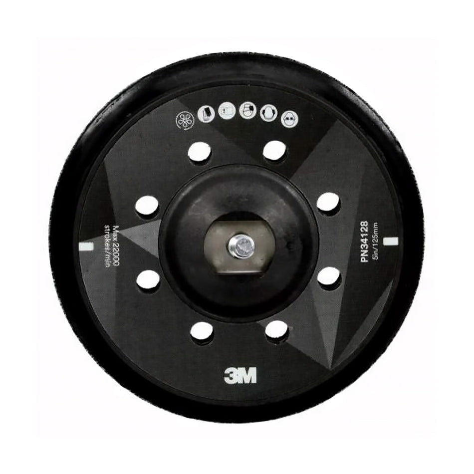 3M 34128 Perfect It Random Orbital Polisher Back Up Pad 130mm 8 Hole Black