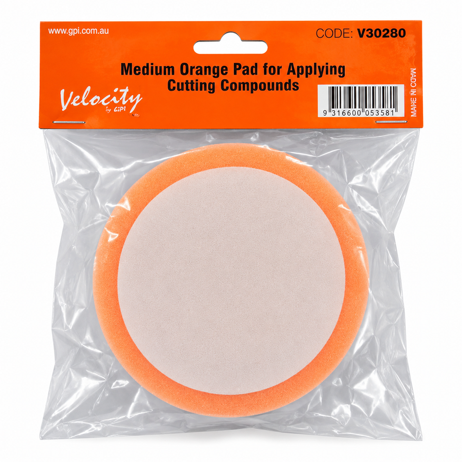 VELOCITY Orange Foam Velcro Polishing Pad 150mm
