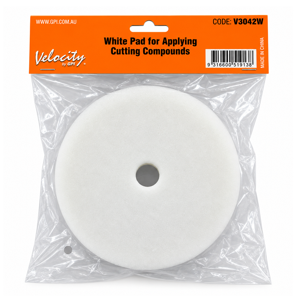VELOCITY White Foam Velcro Polishing Pad 200mm