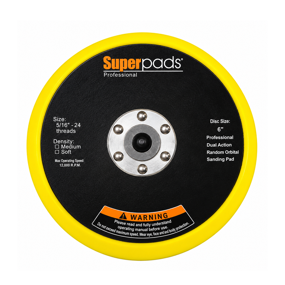 VELOCITY Super 150mm Hook & Loop Backing Pad No Hole for Sanding Discs