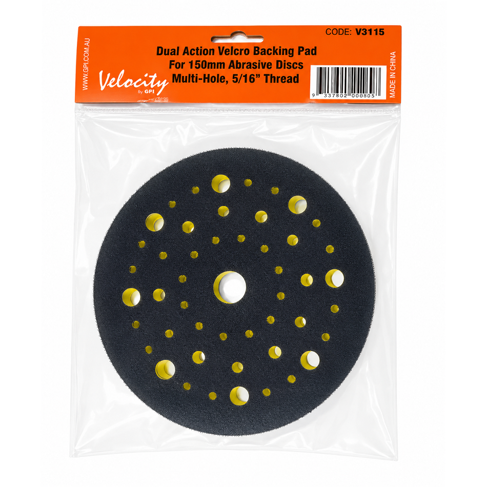 Velocity Dual Action Multi-Hole Velcro Backing Pad 150mm 5/16" Thread
