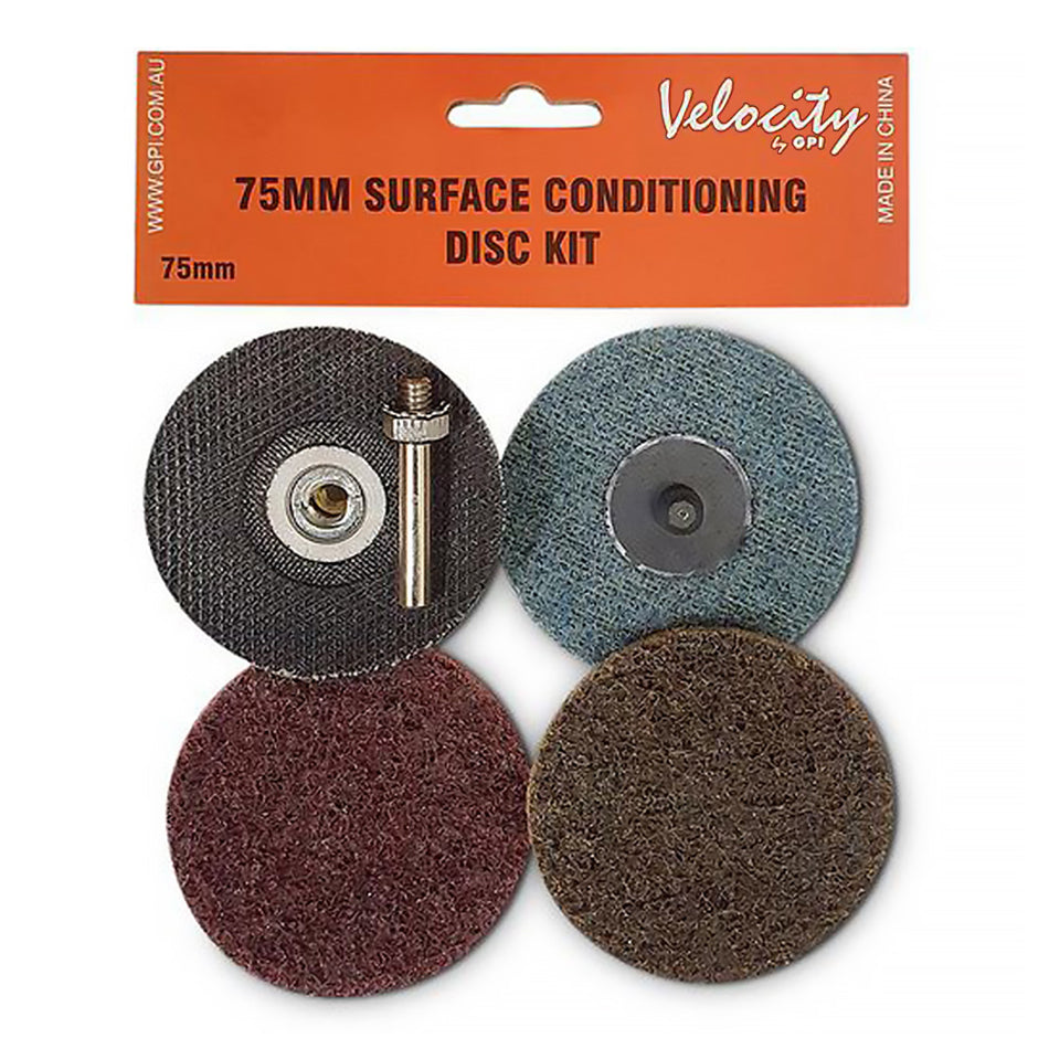VELOCITY Roloc 75mm Surface Conditioning Disc Kit x 3 Disc Pack Quick Change