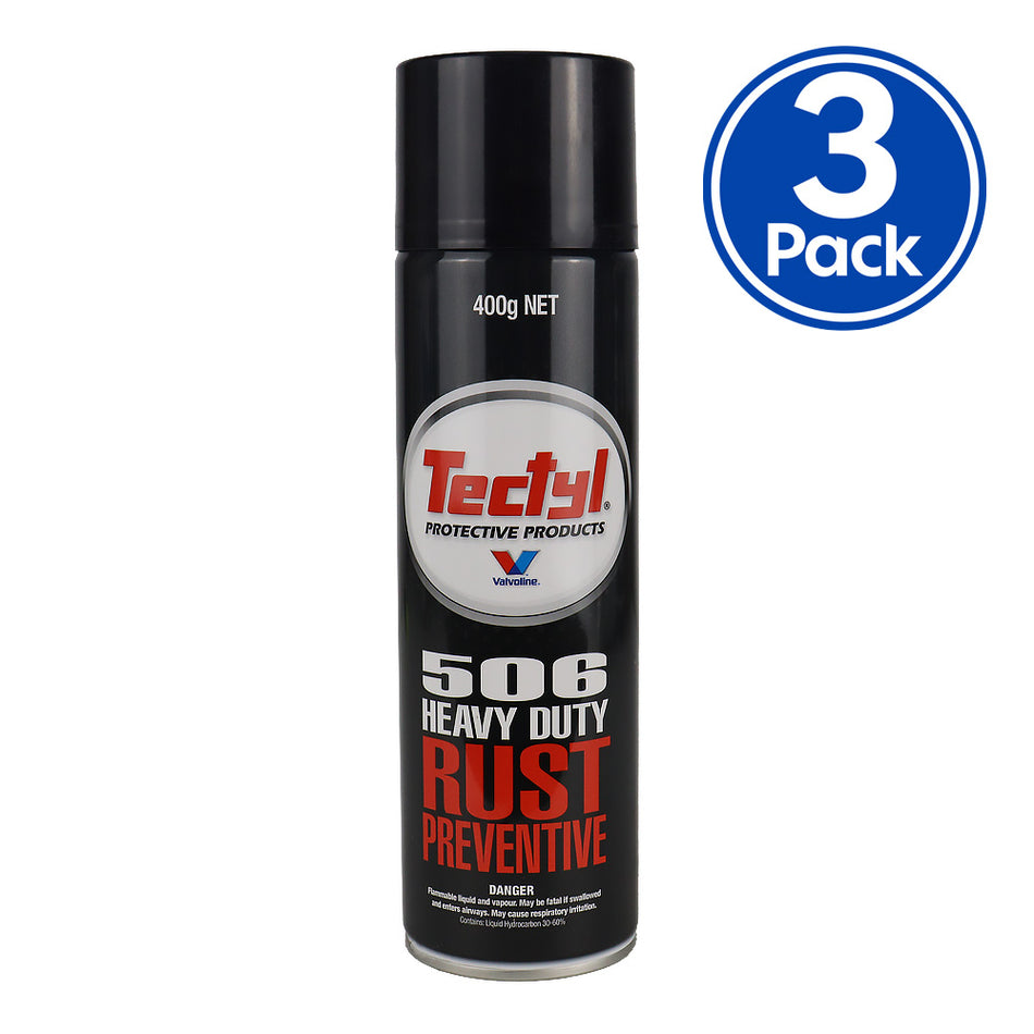 VALVOLINE Tectyl 506 Heavy Duty Rust Prevention 400gm Auto Marine Surfaces x3