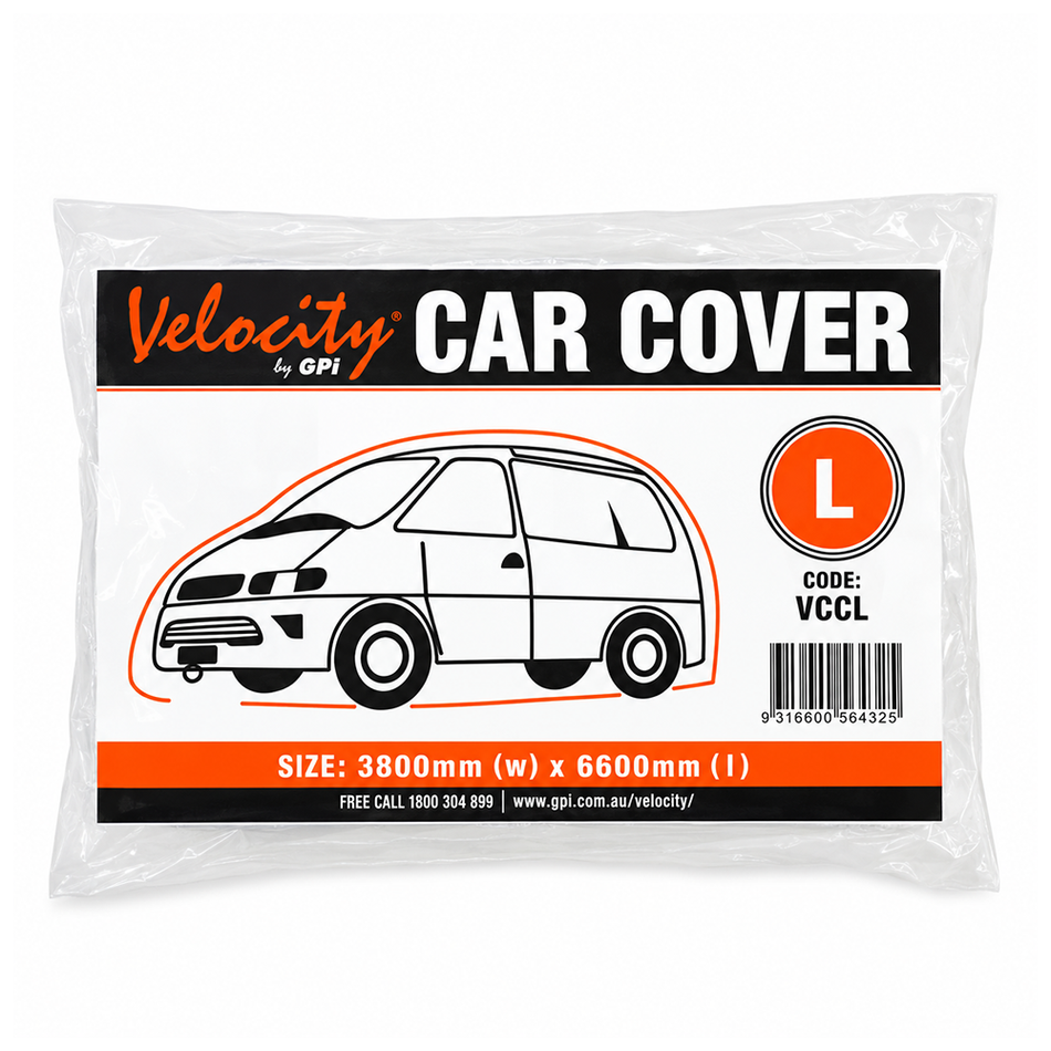 VELOCITY Large Plastic Car Cover for Automotive Paint Protection