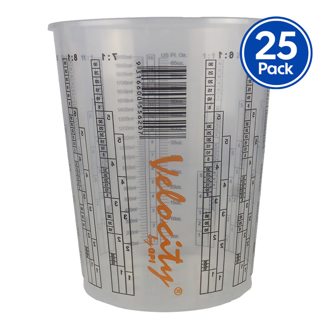 VELOCITY Calibrated Graduated Paint Mixing Cups 2000ml x 25 Pack VM2