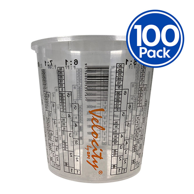 VELOCITY Calibrated Graduated Paint Mixing Cups 350ml x 100 Pack VM4