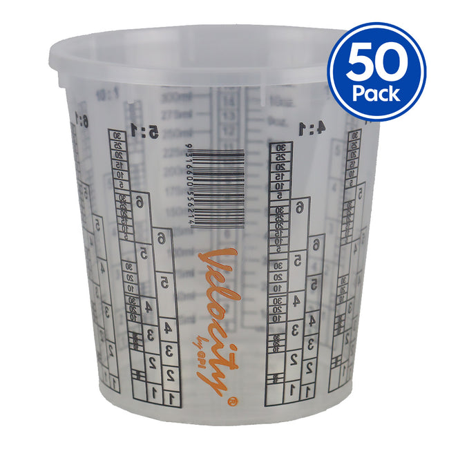VELOCITY Calibrated Graduated Paint Mixing Cups 325ml x 50 Pack VM4