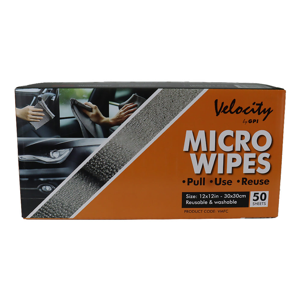 VELOCITY Micro Wipes 50 Sheets Multi-Purpose Cleaning Cloths Detailing Dust-Free