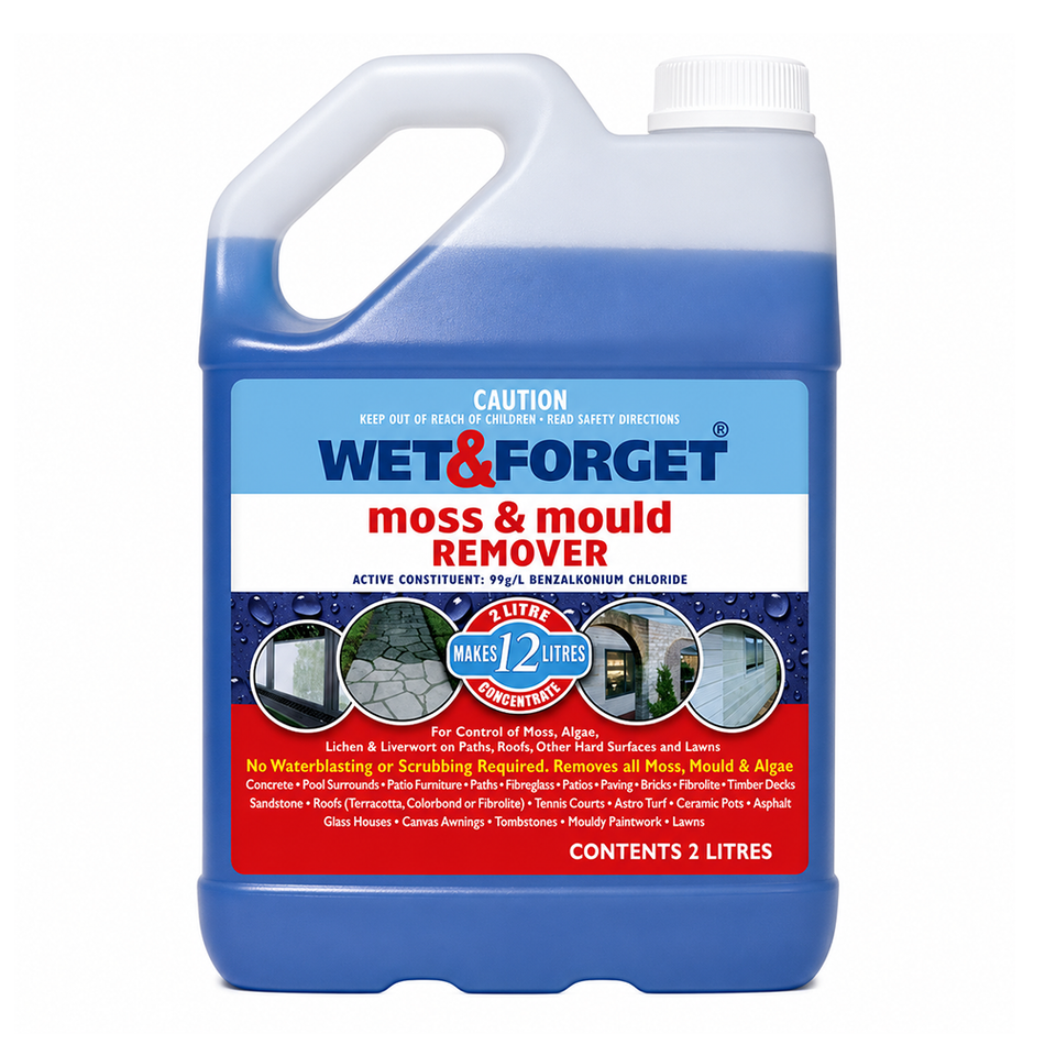 WET & FORGET Moss Mould Lichen Remover 2L Outdoor Cleaner