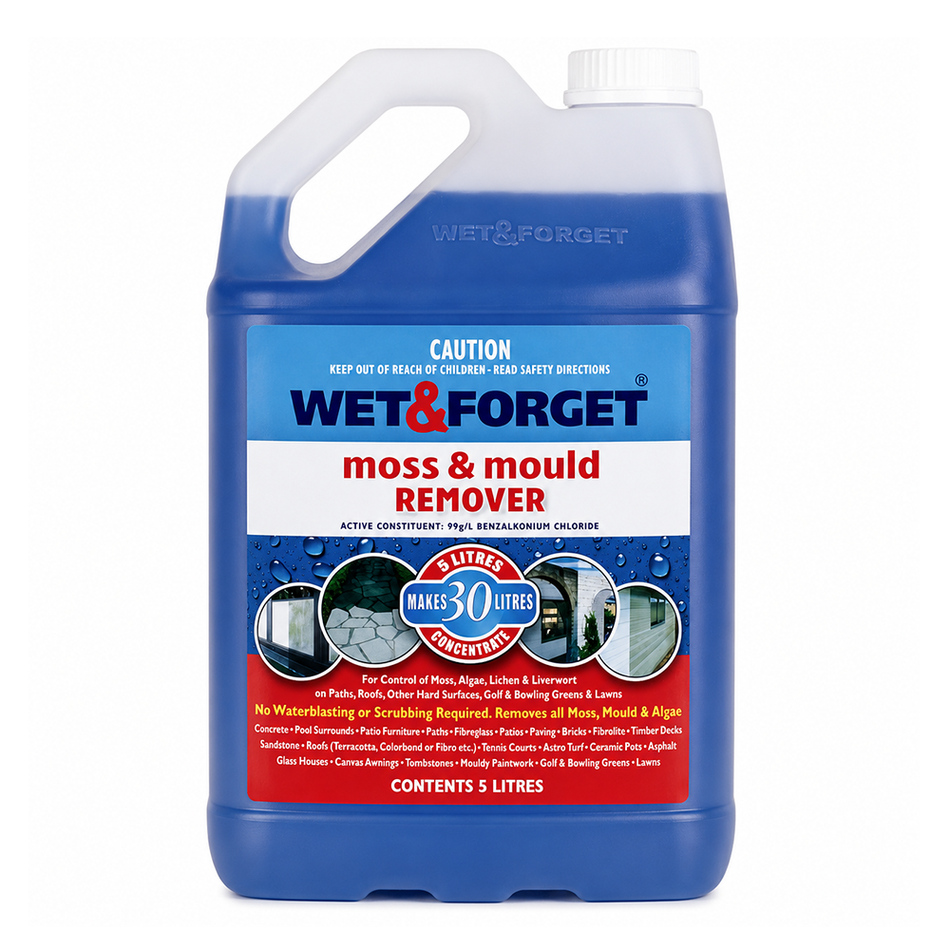 WET & FORGET Moss Mould Lichen Remover 5L Outdoor Cleaner
