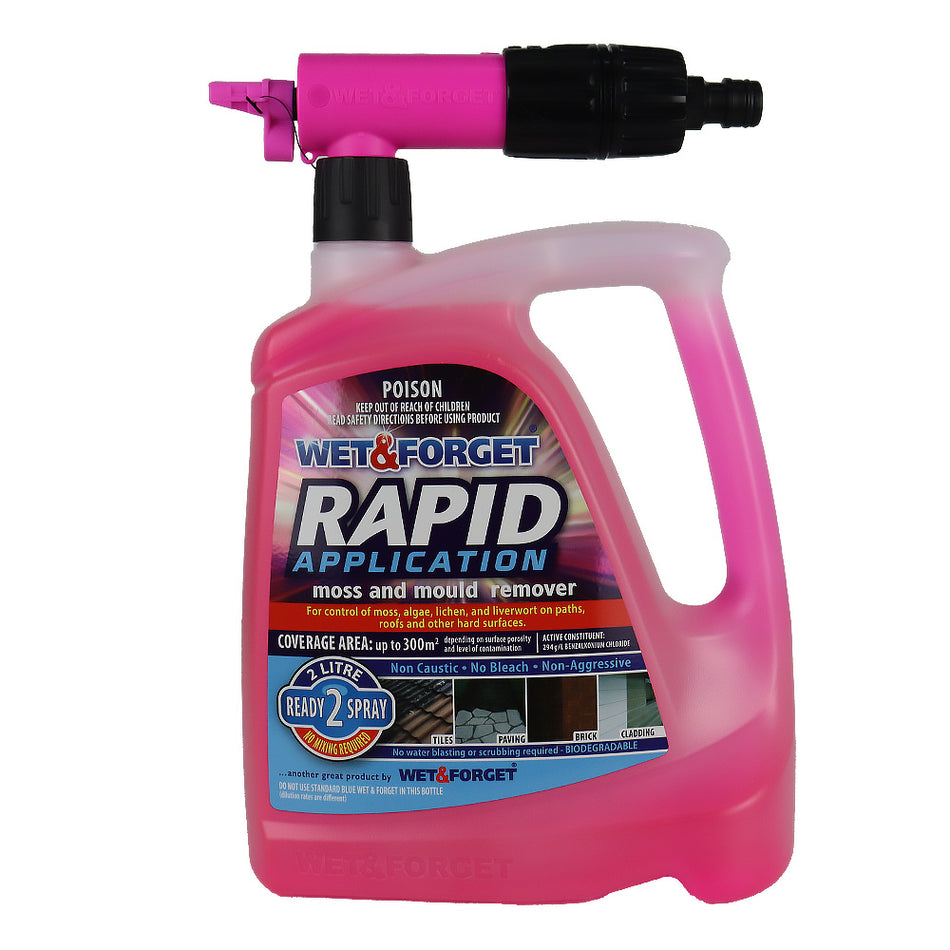 WET & FORGET Rapid Application Moss Mould Lichen & Algae Remover 2L