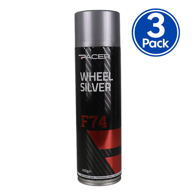 PACER F74 Wheel Silver 400gm High-Performance Automotive Spray Paint x3