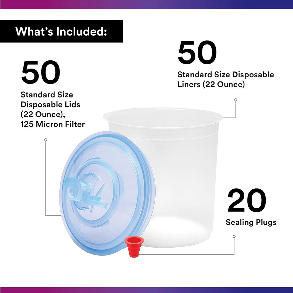 3M 16301 PPS Lids & Liners Kit Standard 650ml 125 Micron x 50 Pack Box