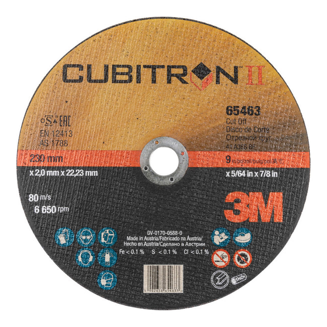 3M Cubitron II Cut Off Wheel 65463 230x2x22mm 9" Cutting Disc