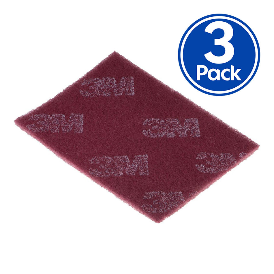 3M Scotch-Brite 7447 General Purpose Maroon Hand Pads 150mm x 230mm 3 Pack
