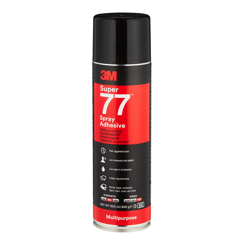 3M Super 77 Multi Purpose Fast Tack Spray Adhesive 375g Clear x 3 Pack