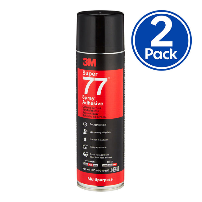 3M Super 77 Multi Purpose Fast Tack Spray Adhesive 375g Clear x 2 Pack