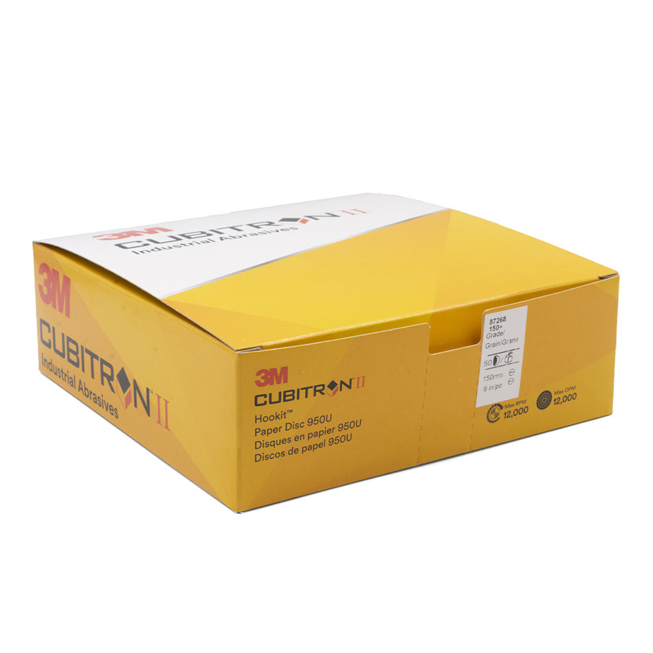 3M Cubitron II Hookit Sanding Discs 950U 150mm 150 Grit x 50 Pack