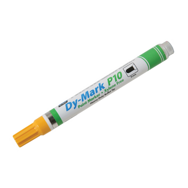 DY-MARK Paint Marker P10 Heavy Duty Bullet Tip Yellow 2mm x 12 Pack