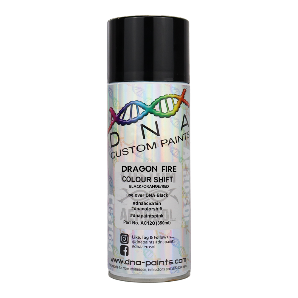 DNA PAINTS Colour Shift Pearl (Black/Orange/Red) Spray Paint 350ml Aerosol Dragon Fire