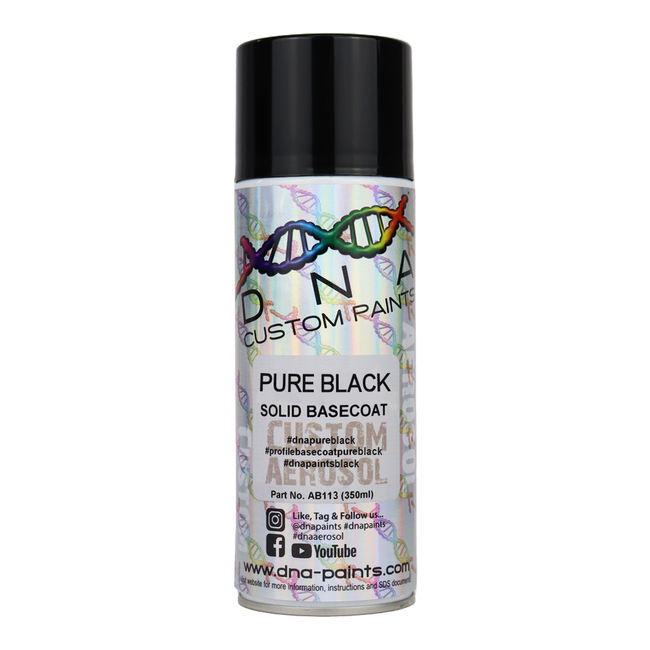 DNA PAINTS Solid Basecoat Spray Paint 350ml Aerosol Pure Black