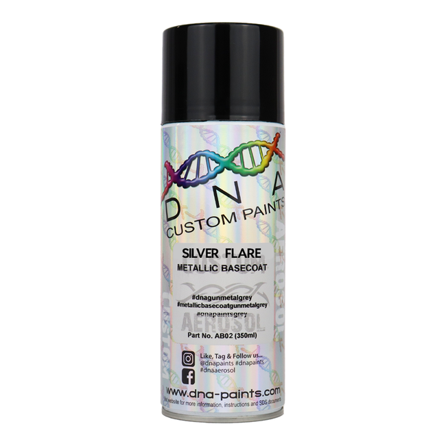 DNA PAINTS Metallic Basecoat Spray Paint 350ml Aerosol Silver Flare