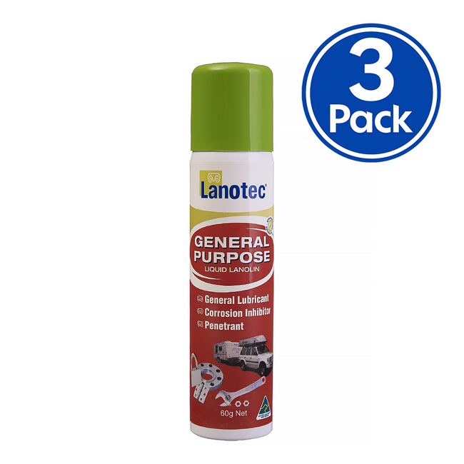 LANOTEC General Purpose Liquid Lanolin 60g Spray Lubricant Corrosion Inhibitor x 3 Pack
