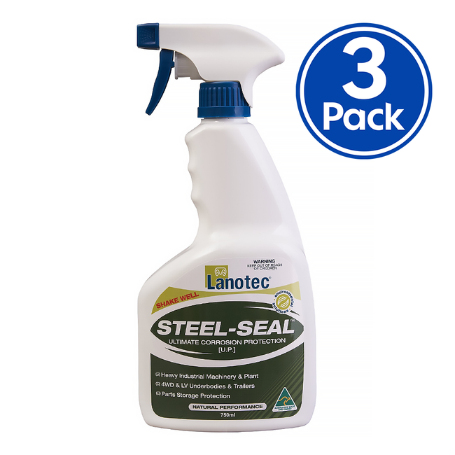 LANOTEC Lanolin Steel Seal Corrosion Protection 4WD Trailers 750ml Spray x 3 Pack