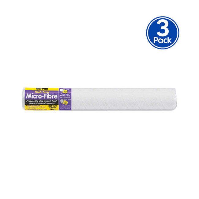 UNi-PRO High Tech Micro-Fibre 360mm Roller Cover 10mm Nap Smooth Finish x3