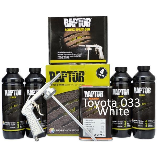 U-POL RAPTOR Toyota 033 White Protective Coating Kit 4L with Schutz Spray Gun