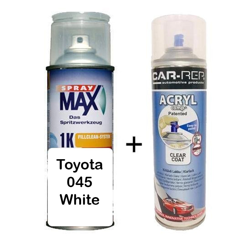 Auto Touch Up Paint for Toyota 045 White Plus 1k Clear Coat