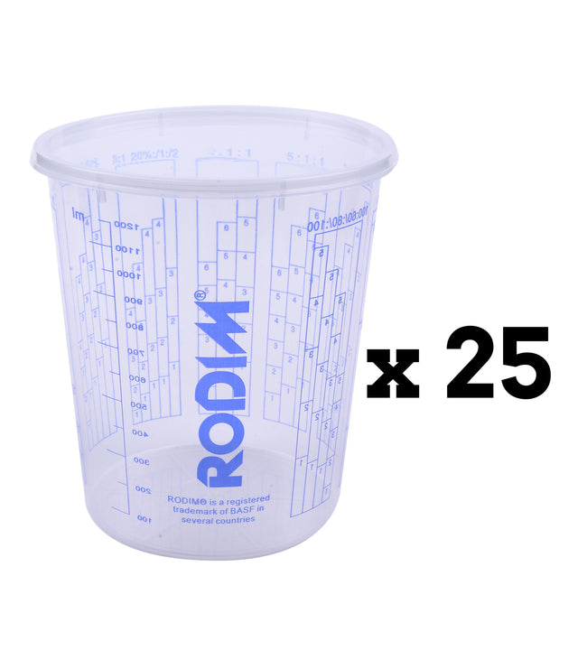 BASF Rodim Calibrated Graduated Paint Mixing Cups 1100ml x 25 Pack