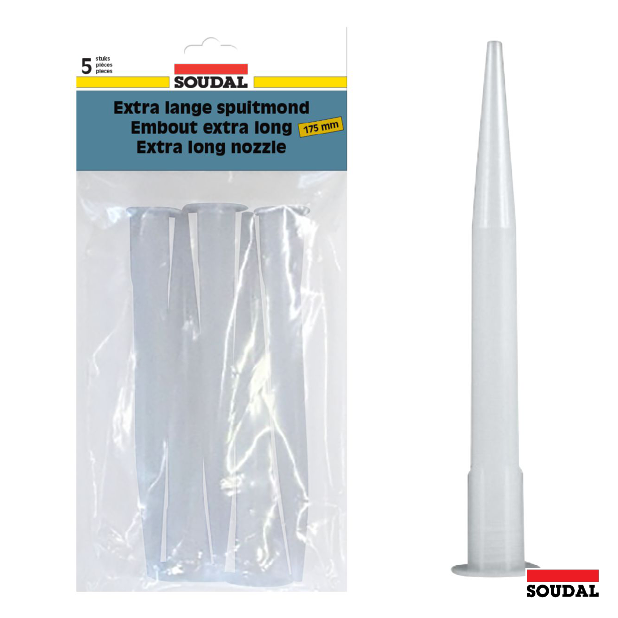 SOUDAL Extra Long Nozzles 175mm to suit Most Silicones x 5 Pack