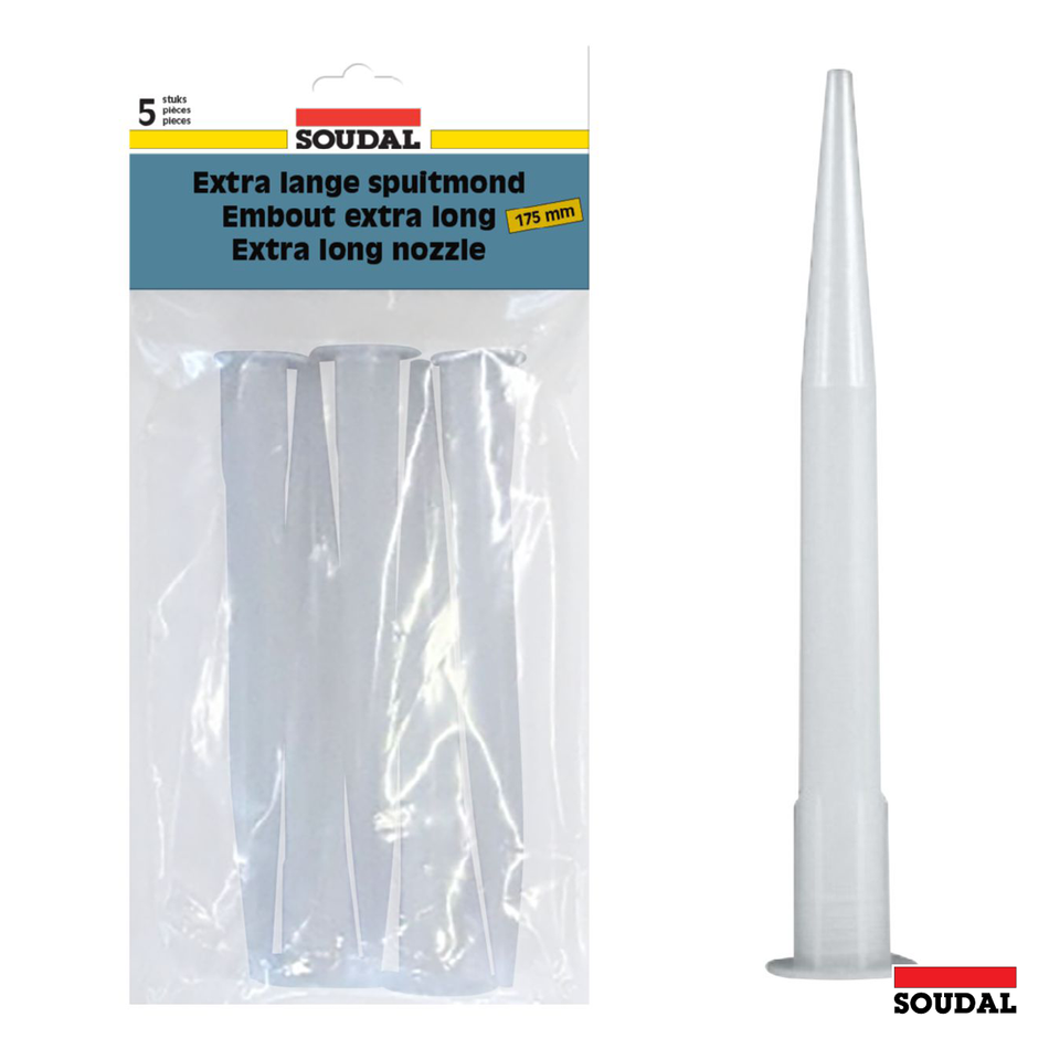 SOUDAL Extra Long Nozzles 175mm to suit Most Silicones x 5 Pack