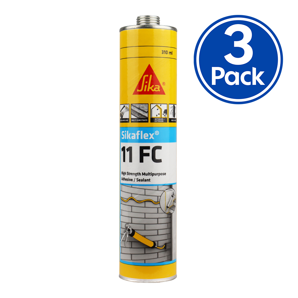 SIKA Sikaflex 11FC Polyurethane Adhesive Sealant 310ml Cartridge White x 3 Pack