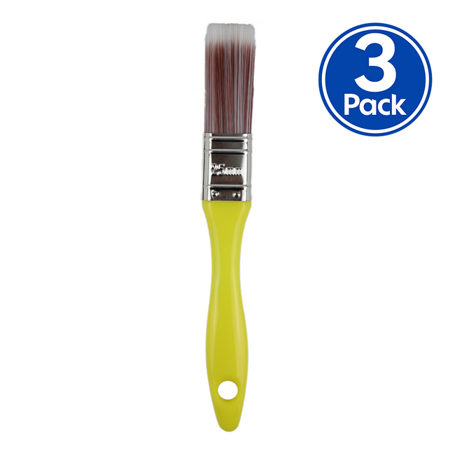 C&A Yellow Brush 25mm x 3 Pack Varnish Paint Interior