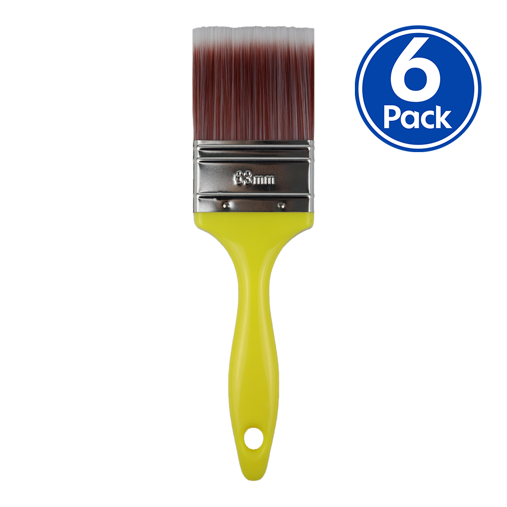 C&A Yellow Brush 63mm x 6 Pack Varnish Paint Interior