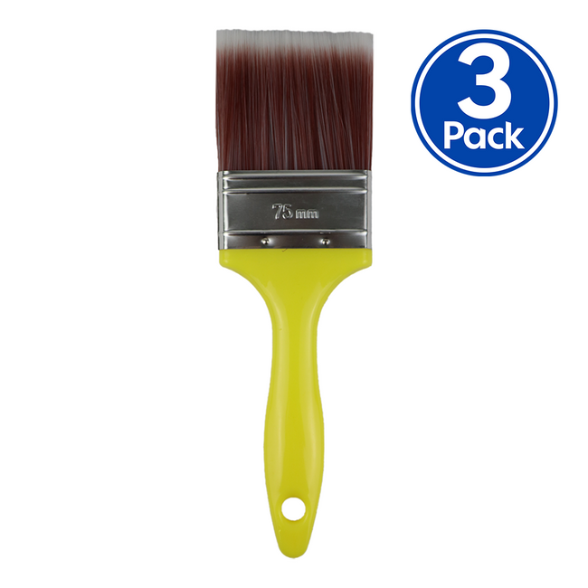 C&A Yellow Brush 75mm x 3 Pack Varnish Paint Interior
