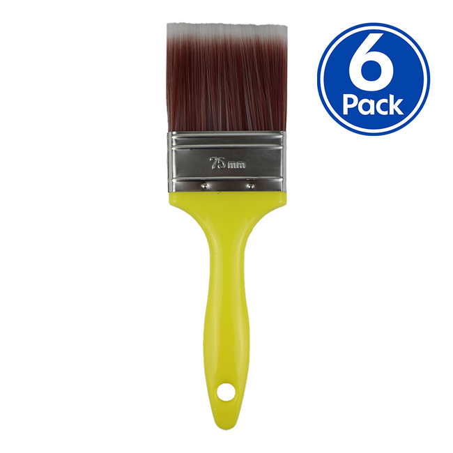 C&A Yellow Brush 75mm x 6 Pack Varnish Paint Interior
