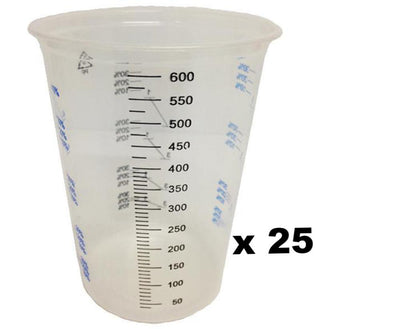 VC6 Calibrated Graduated Paint Mixing Cups 600ml x 25