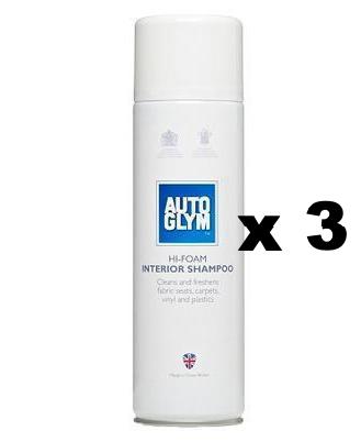 Autoglym Hi Foam Interior Shampoo Car Care Spray 450ml x 3