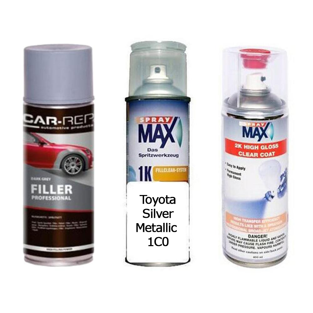 Auto Touch Up Paint for Toyota Silver Metallic 1C0 Plus 2k Clear Coat & Primer