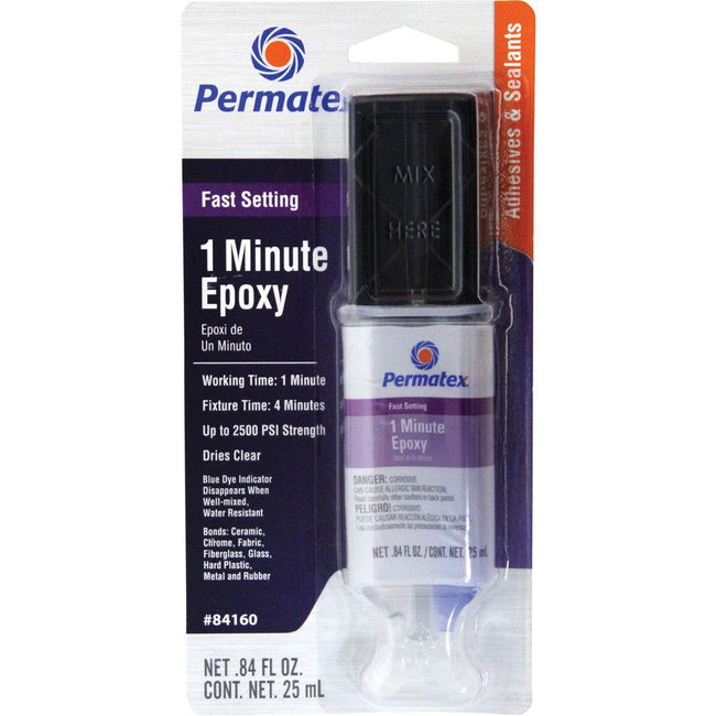 Permatex Fast Setting 2 Part General Purpose Clear Epoxy Adhesive Syringe 25mL